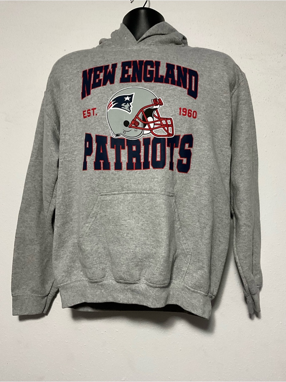 NFL New England Patriots Pullover Hoodie Sweatshirt Gray Mens M